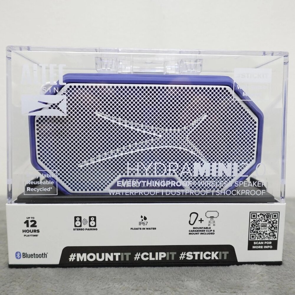 Altec Lansing HydraMini 2.0 Bluetooth Speaker Waterproof Wireless Periwinkl Blue
